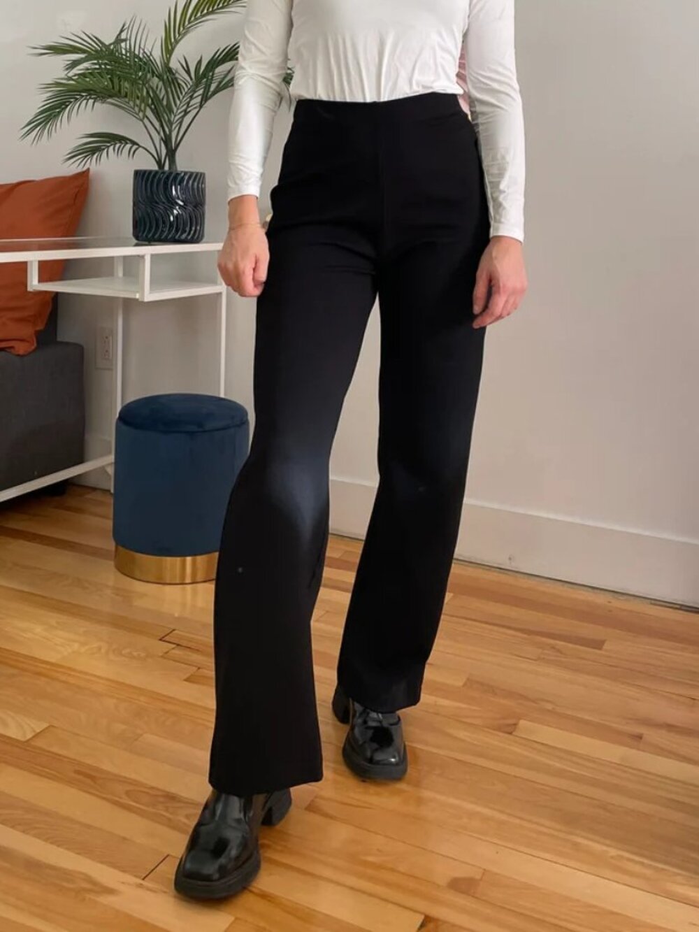 🇨🇦 Marigold Simon  Plain straight pants Pull-On Pants | Black Large